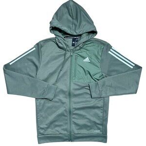 Adidas Three Stripes Full Zip Green Lightweight Track Jacket, Men's Medium